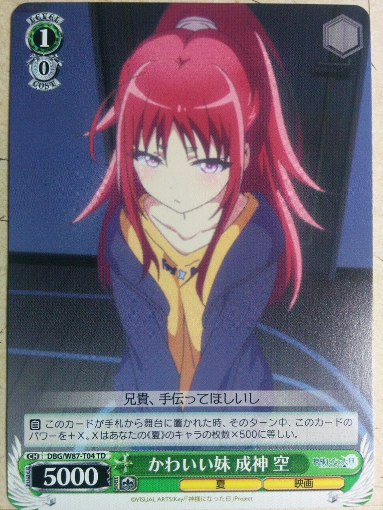 Weiss Schwarz The Day I Became a God DBG/W87-T04TD TD Sora Narukami Trading Card NM