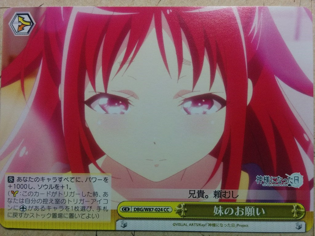 Weiss Schwarz The Day I Became a God DBG/W87-024CC CC Sora Narukami Trading Card NM