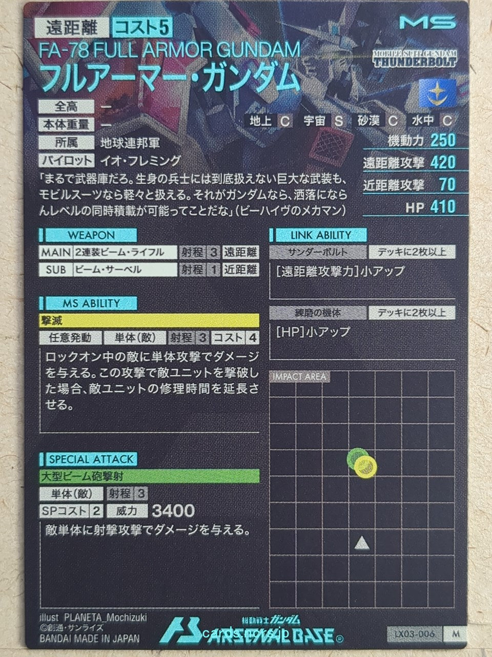 Gundam Arsenal Base Gundam GAB/LX03-006 M Full Armor Gundam Trading Card EX