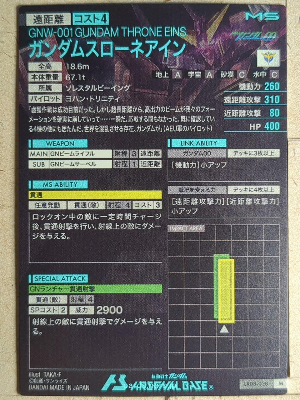Gundam Arsenal Base Gundam GAB/LX03-028 M Gundam Throne Eins Trading Card NM
