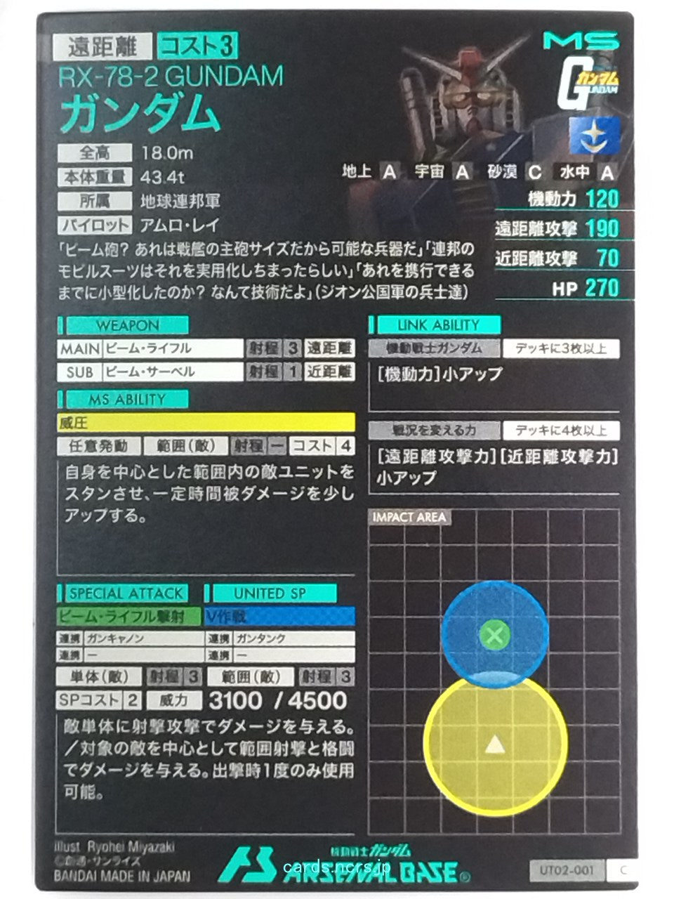 Gundam Arsenal Base Gundam GAB/UT02-001 C Gundam Trading Card NM