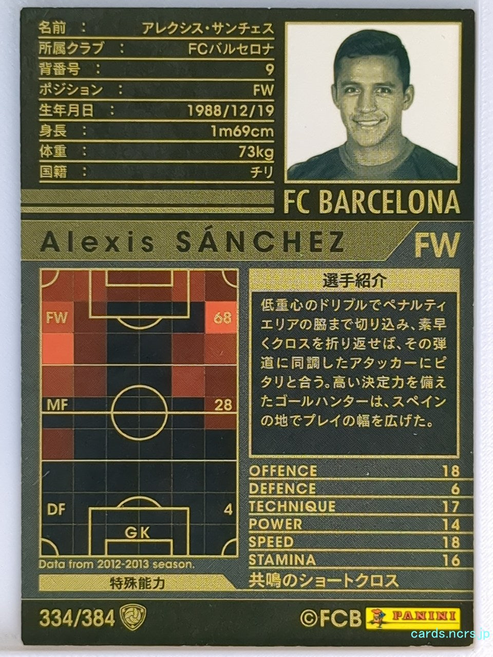 Panini WCCF Football WCCF/2012-2013-334/384 N Alexis Sanchez Trading Card EX