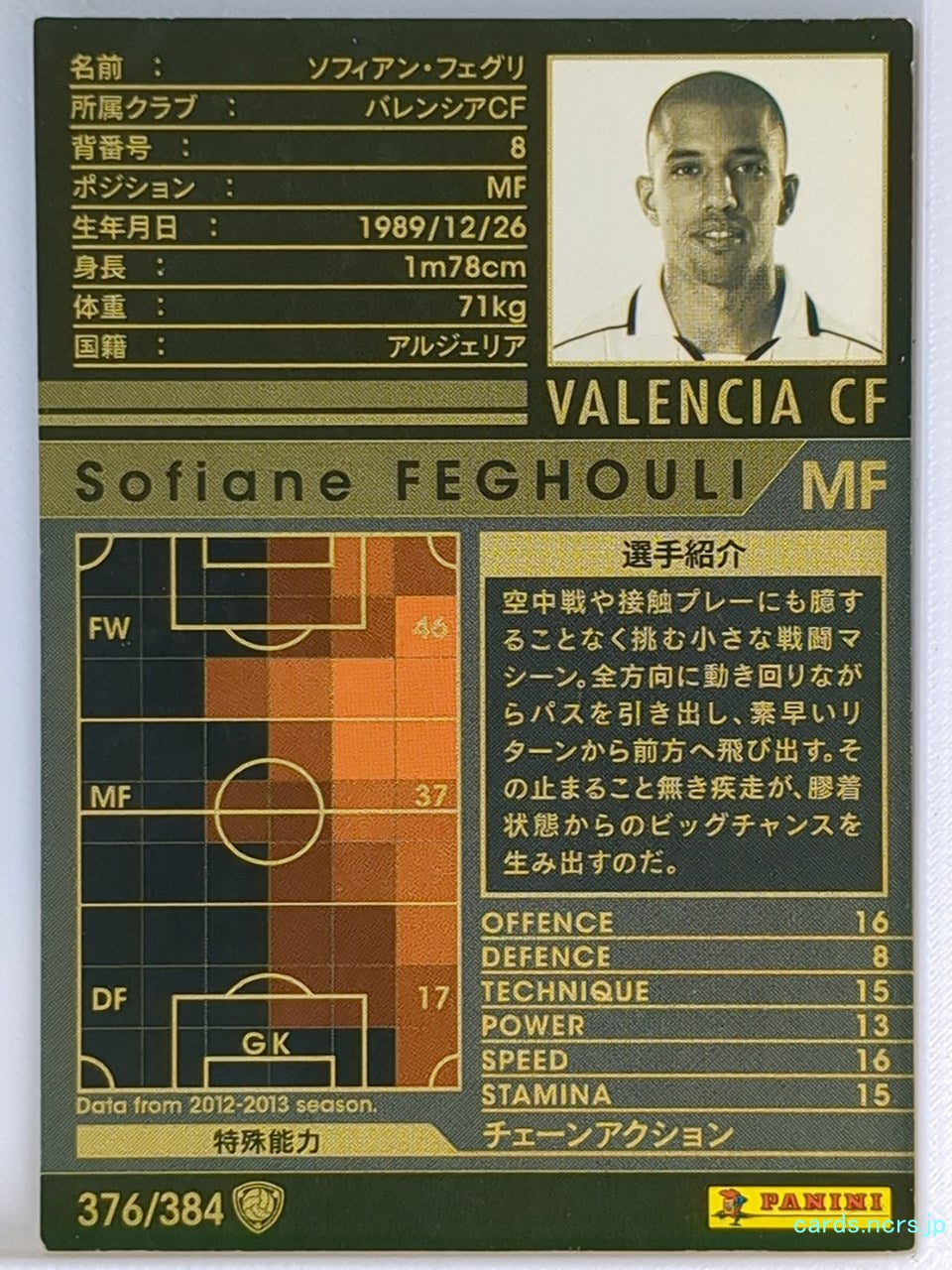 Panini WCCF Football WCCF/2012-2013-376/384 N Sofiane Feghouli Trading Card NM