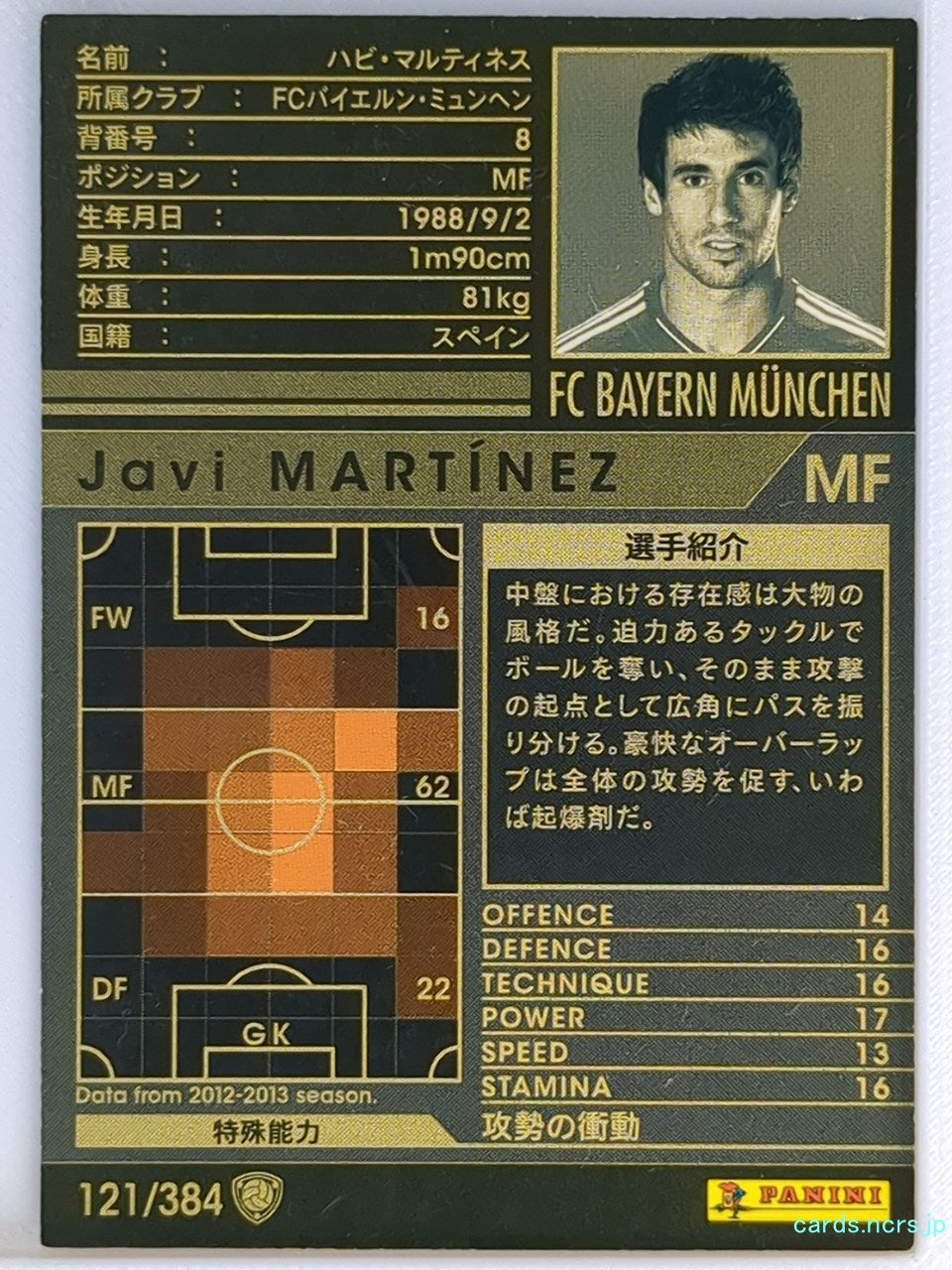 Panini WCCF Football WCCF/2012-2013-121/384 N Javi Martinez Trading Card NM
