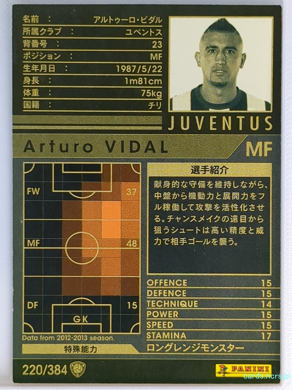 Panini WCCF Football WCCF/2012-2013-220/384 N Arturo VIDAL Trading Card NM