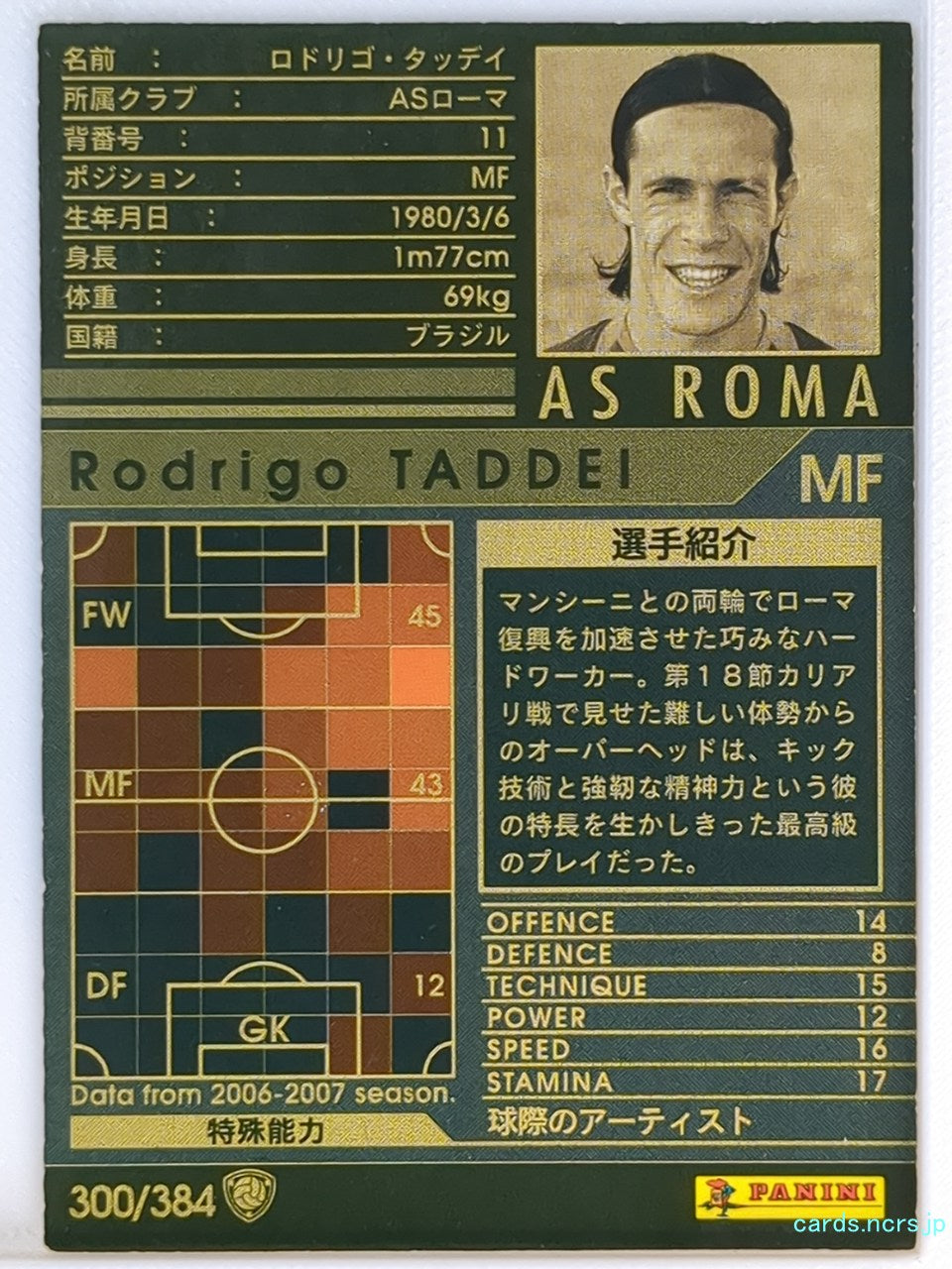 Panini WCCF Football WCCF/2006-2007-300/384 N Rodrigo Taddei Trading Card NM