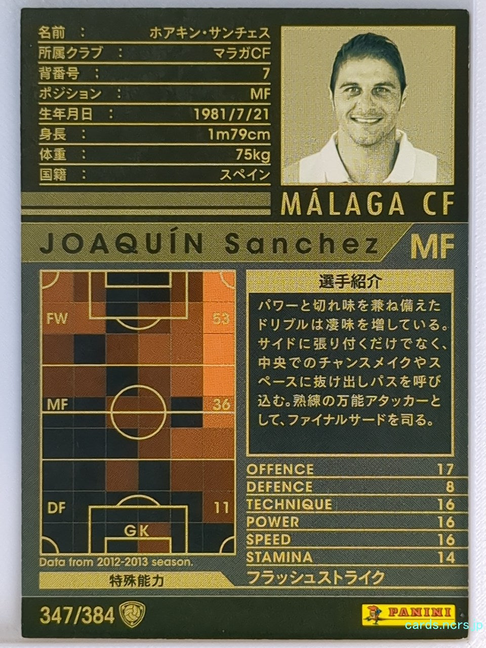 Panini WCCF Football WCCF/2012-2013-347/384 N Joaquin Sanchez Trading Card NM