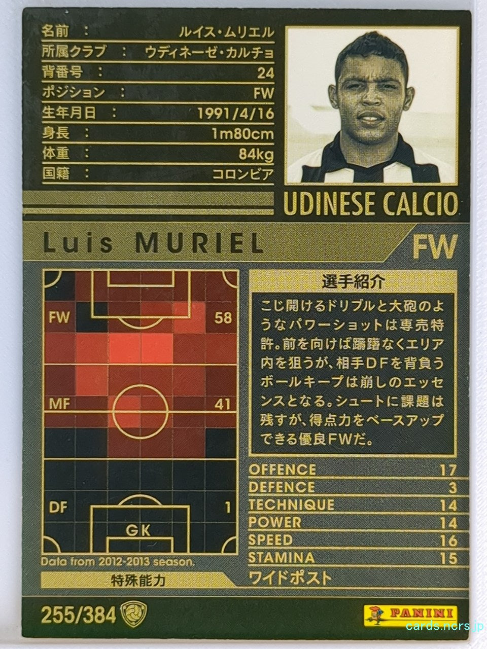 Panini WCCF Football WCCF/2012-2013-255/384 N Luis Muriel Trading Card NM