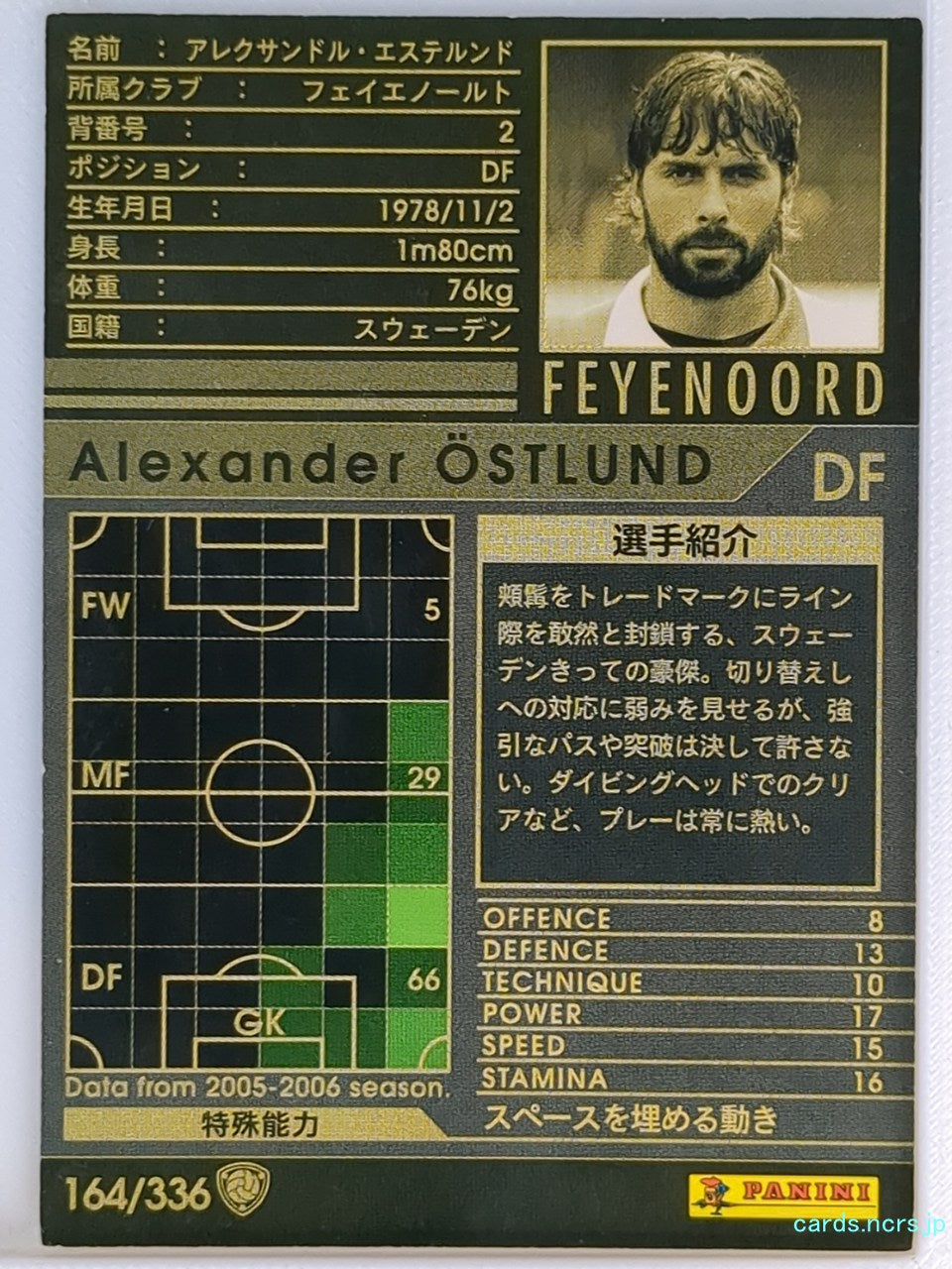 Panini WCCF Football WCCF/2005-2006-164/336 N Alexander Ostlund Trading Card NM