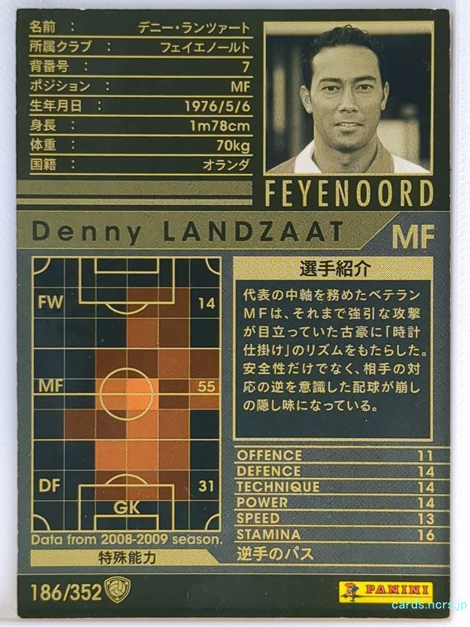 Panini WCCF Football WCCF/2008-2009-186/352 N Denny Landzaat Trading Card NM