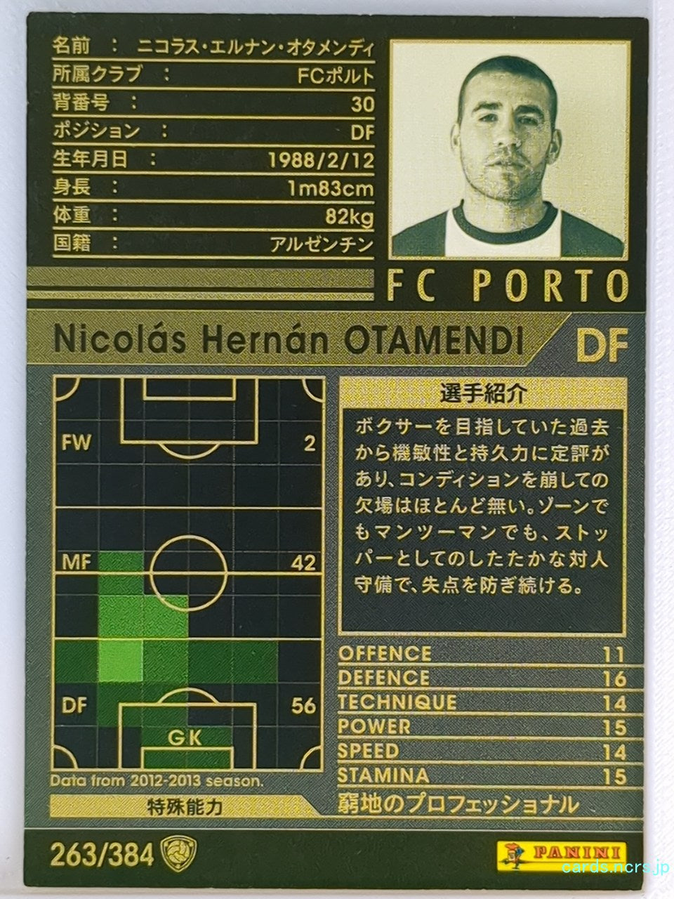 Panini WCCF Football WCCF/2012-2013-263/384 N Nicolas Hernan Otamendi Trading Ca