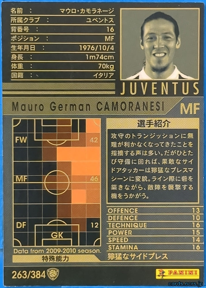 Panini WCCF Football WCCF/2009-2010-263/384 N Mauro German CAMORANESI Trading Card NM
