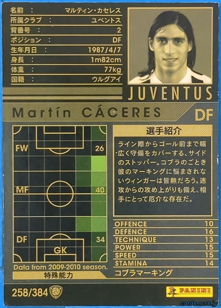 Panini WCCF Football WCCF/2009-2010-258/384 N Martin Caceres Trading Card NM