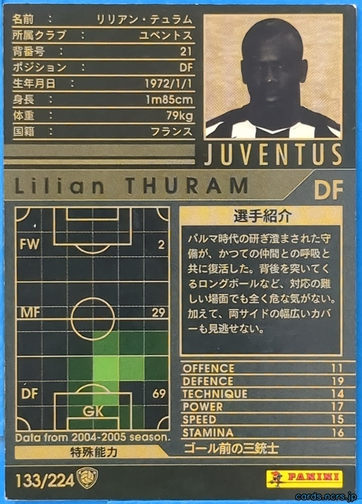 Panini WCCF Football WCCF/2005-2006-133/224 N Lilian Thuram Trading Card NM
