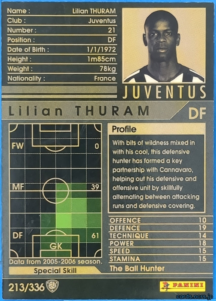 Panini WCCF Football WCCF/2005-2006-213/336 N Lilian Thuram Trading Card NM