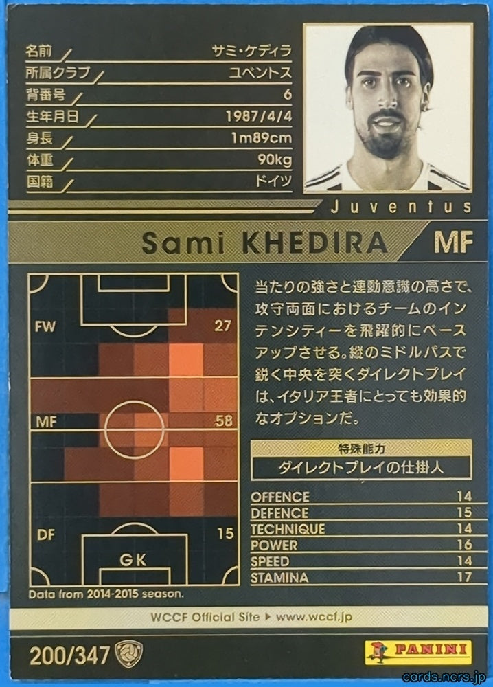 Panini WCCF Football WCCF/2014-2015-200/347 N Sami KHEDIRA Trading Card NM