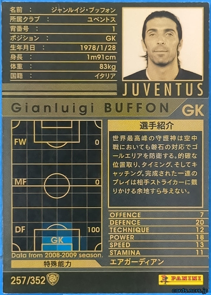 Panini WCCF Football WCCF/2008-2009-257/352 N Gianluigi Buffon Trading Card NM