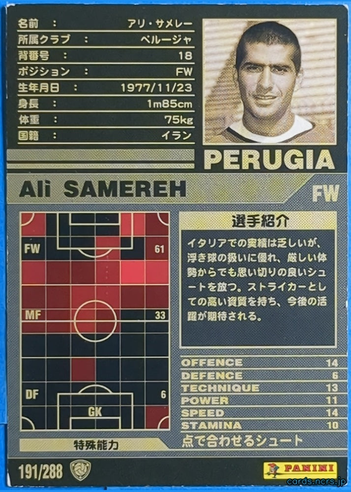 Panini WCCF Football WCCF/2001-2002-191/288 N Ali Samereh Trading Card NM