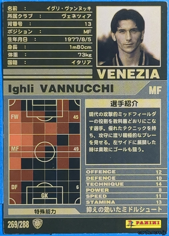Panini WCCF Football WCCF/2001-2002-269/288 N Ighli VANNUCCHI Trading Card NM