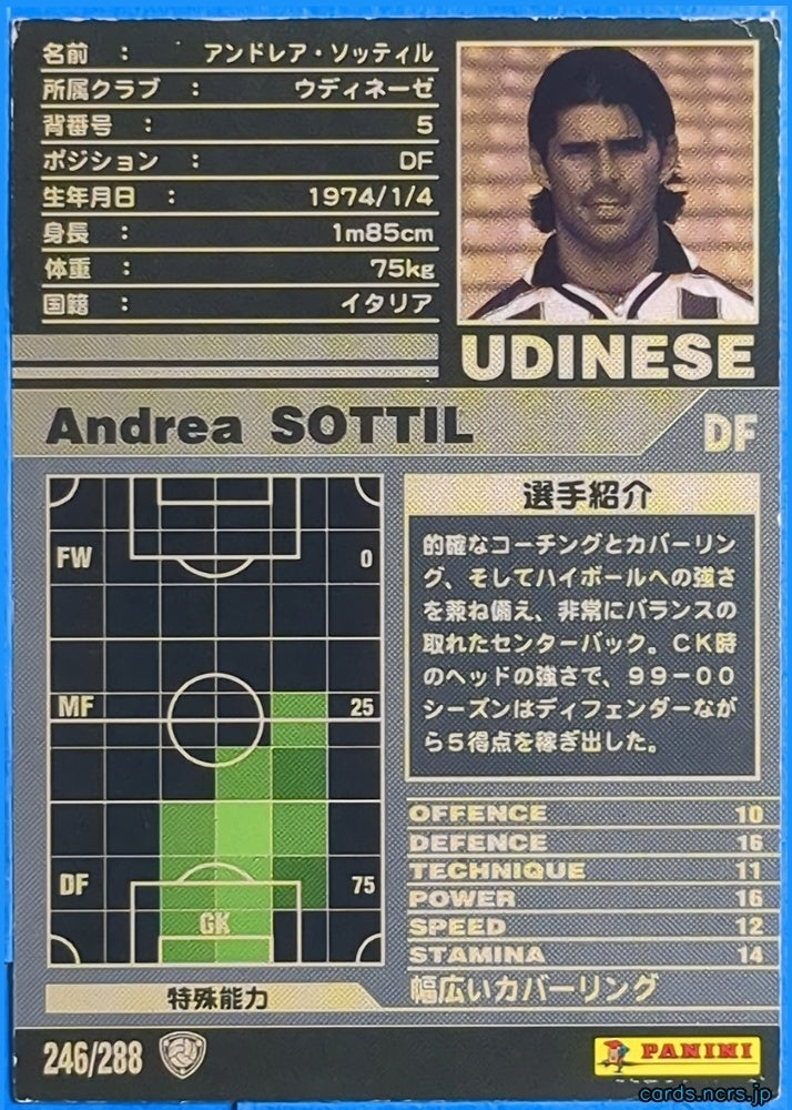 Panini WCCF Football WCCF/2001-2002-246/288 N Andrea Sottil Trading Card NM