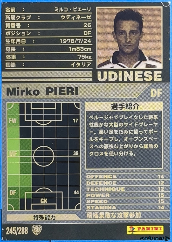Panini WCCF Football WCCF/2001-2002-245/288 N Mirko PIERI Trading Card NM