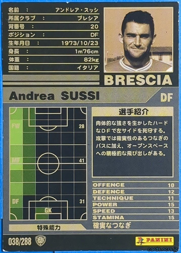 Panini WCCF Football WCCF/2001-2002-038/288 N Andrea SUSSI Trading Card NM