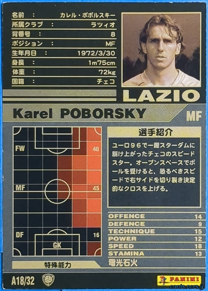 Panini WCCF Football WCCF/2001-2002-A18/32 N Karel Poborský Trading Card NM