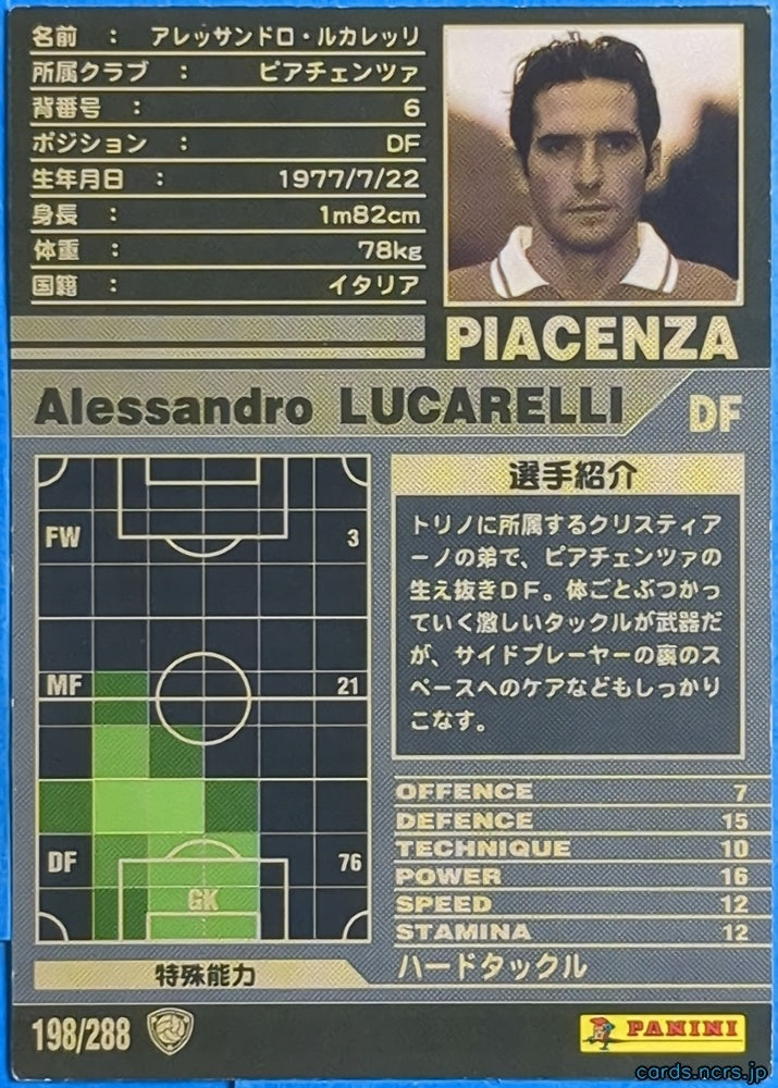 Panini WCCF Football WCCF/2001-2002-198/288 N Alessandro LUCARELLI Trading Card NM