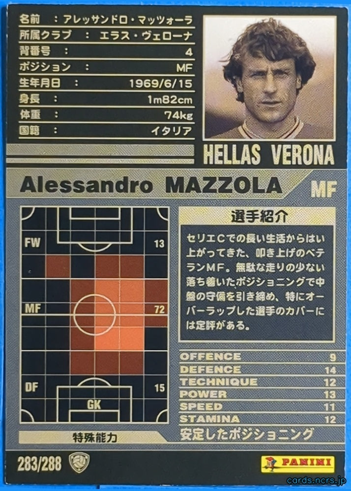 Panini WCCF Football WCCF/2001-2002-283/288 N Alessandro Mazzola Trading Card NM