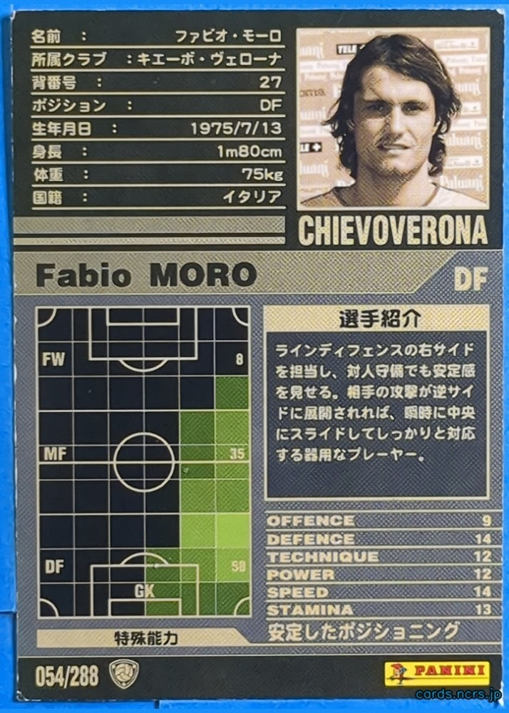 Panini WCCF Football WCCF/2001-2002-054/288 N Fabio MORO Trading Card NM