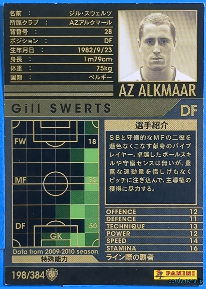 Panini WCCF Football WCCF/2009-2010-198/384 N Gill Swerts Trading Card NM
