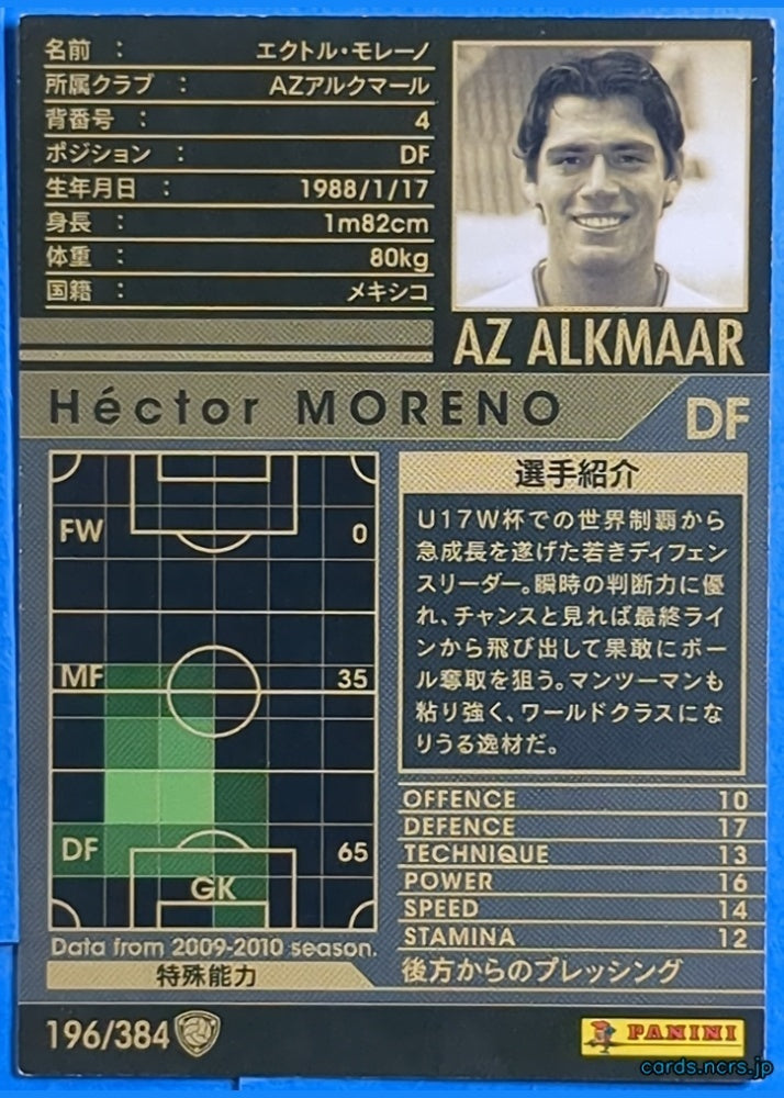 Panini WCCF Football WCCF/2009-2010-196/384 N Héctor Moreno Trading Card NM