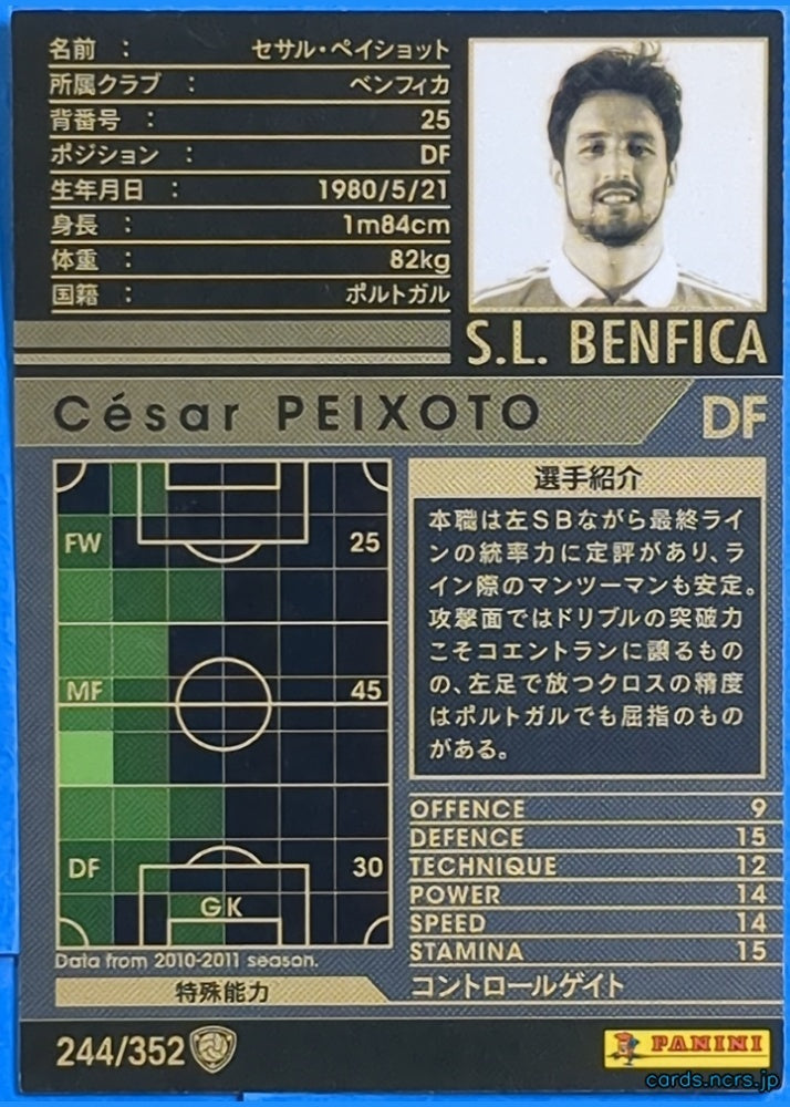 Panini WCCF Football WCCF/2010-2011-244/352 N César PEIXOTO Trading Card NM