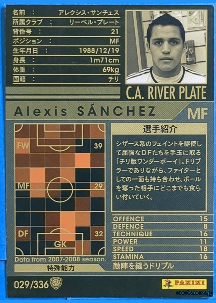 Panini WCCF Football WCCF/2007-2008-029/336 N Alexis Sanchez Trading Card NM