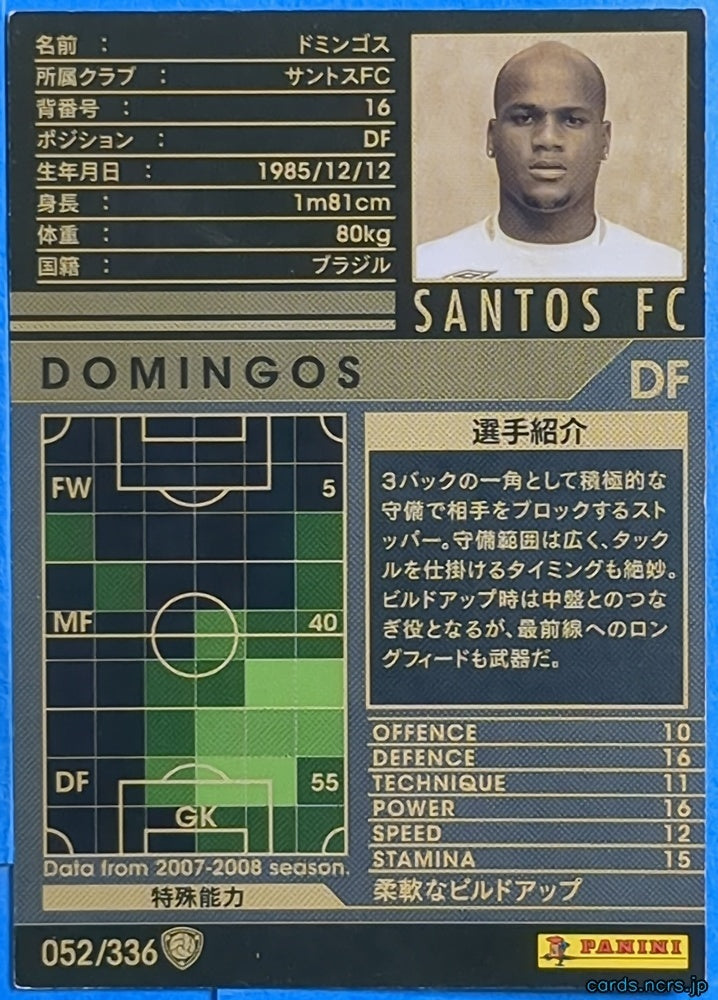 Panini WCCF Football WCCF/2007-2008-052/336 N Domingos Trading Card NM