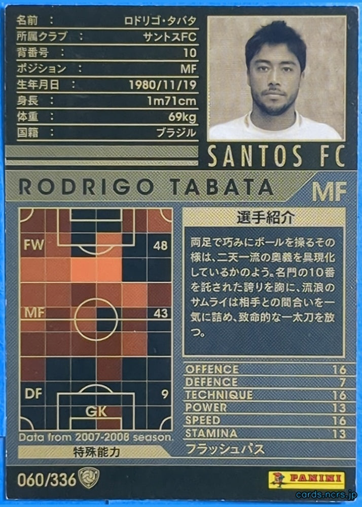 Panini WCCF Football WCCF/2007-2008-060/336 N RODRIGO TABATA Trading Card NM