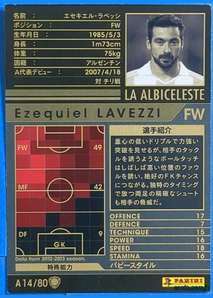 Panini WCCF Football WCCF/2012-2013-A14/80 N Ezequiel Lavezzi Trading Card NM