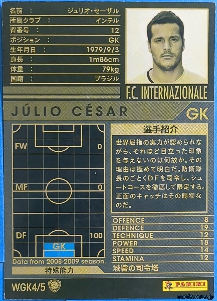 Panini WCCF Football WCCF/2008-2009-WGK4/5 N Júlio César Trading Card NM