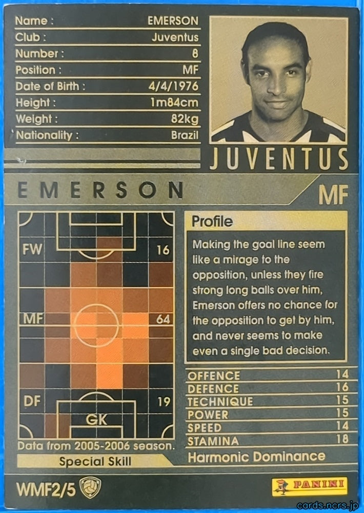 Panini WCCF Football WCCF/2005-2006-WMF2/5 N Emerson Trading Card EX
