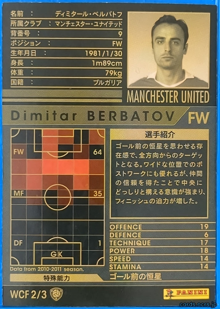 Panini WCCF Football WCCF/2010-2011-WCF2/3 N Dimitar Berbatov Trading Card NM