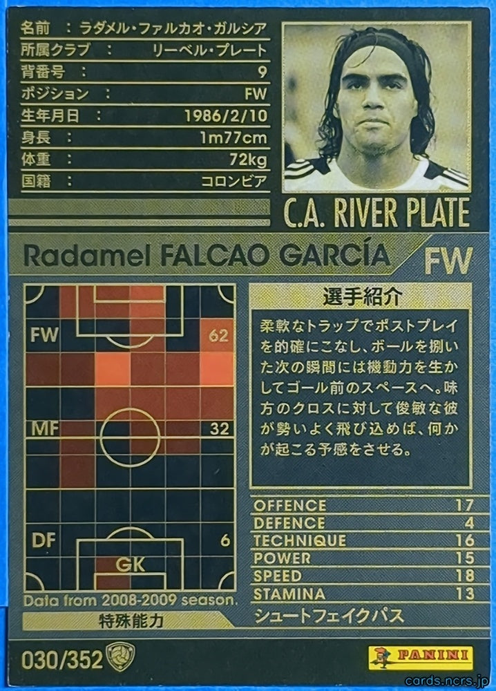 Panini WCCF Football WCCF/2008-2009-030/352 N Radamel Falcao García Trading Card NM
