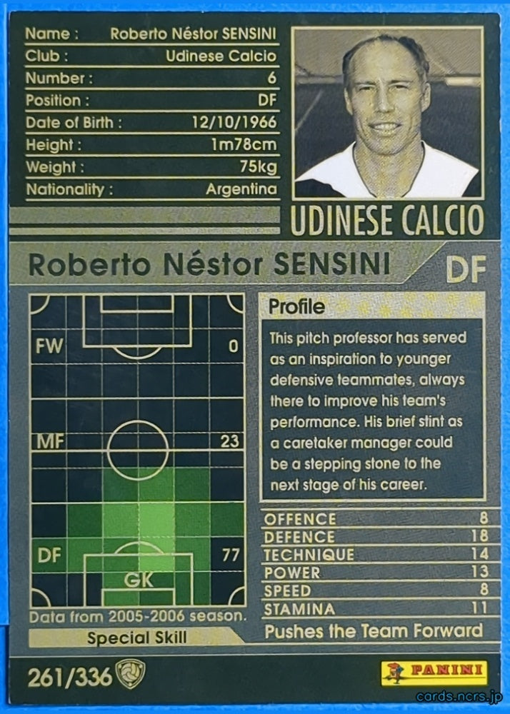 Panini WCCF Football WCCF/2005-2006-261/336EN N Roberto Néstor Sensini Trading Card NM