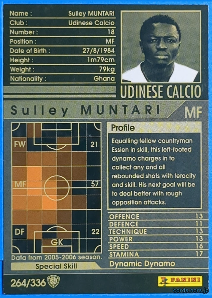 Panini WCCF Football WCCF/2005-2006-264/336EN N Sulley Muntari Trading Card NM