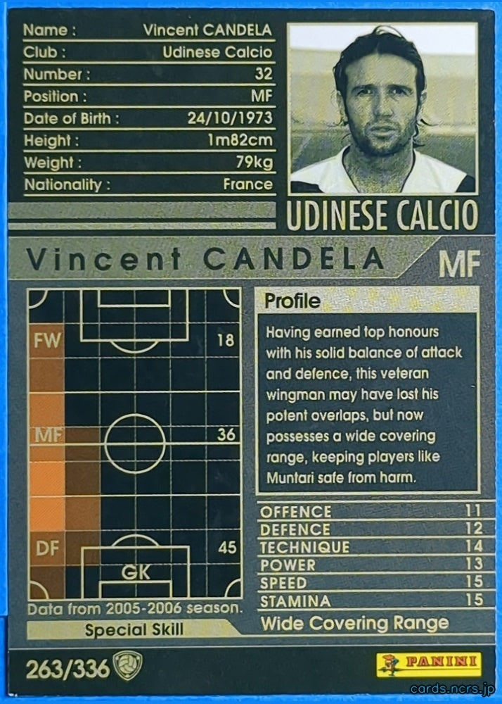 Panini WCCF Football WCCF/2005-2006-263/336EN N Vincent CANDELA Trading Card NM
