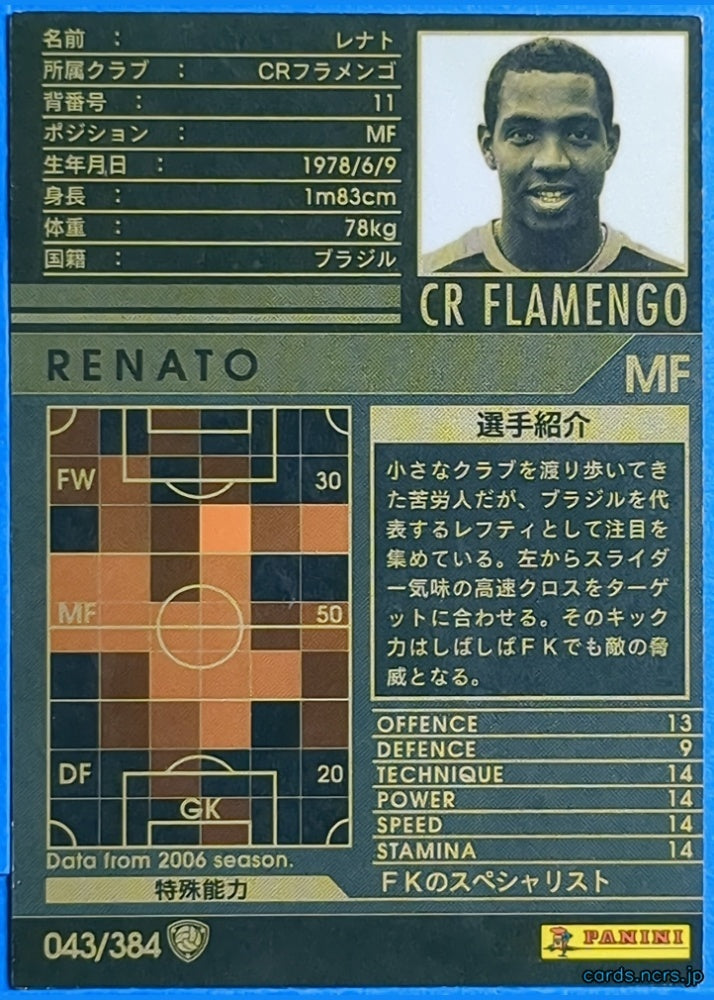 Panini WCCF Football WCCF/2006-2007-043/384 N Renato Trading Card NM