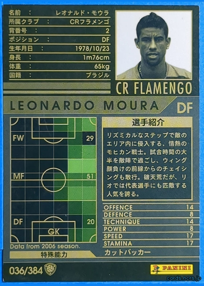 Panini WCCF Football WCCF/2006-2007-036/384 N Leonardo Moura Trading Card NM