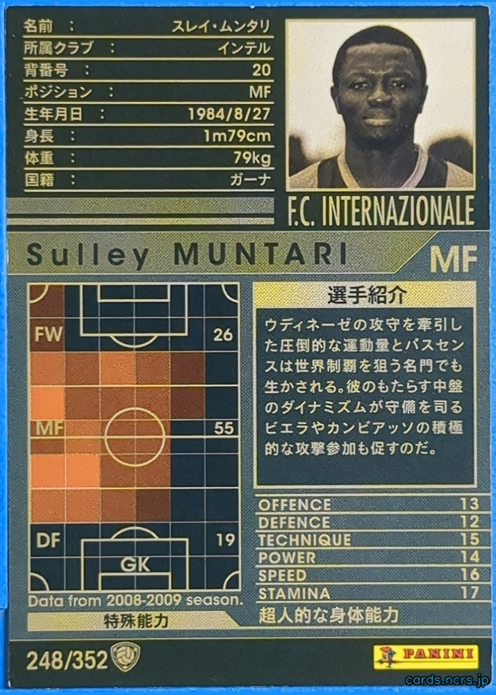 Panini WCCF Football WCCF/2008-2009-248/352 N Sulley Muntari Trading Card NM