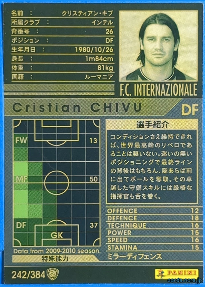 Panini WCCF Football WCCF/2009-2010-242/384 N Cristian Chivu Trading Card NM