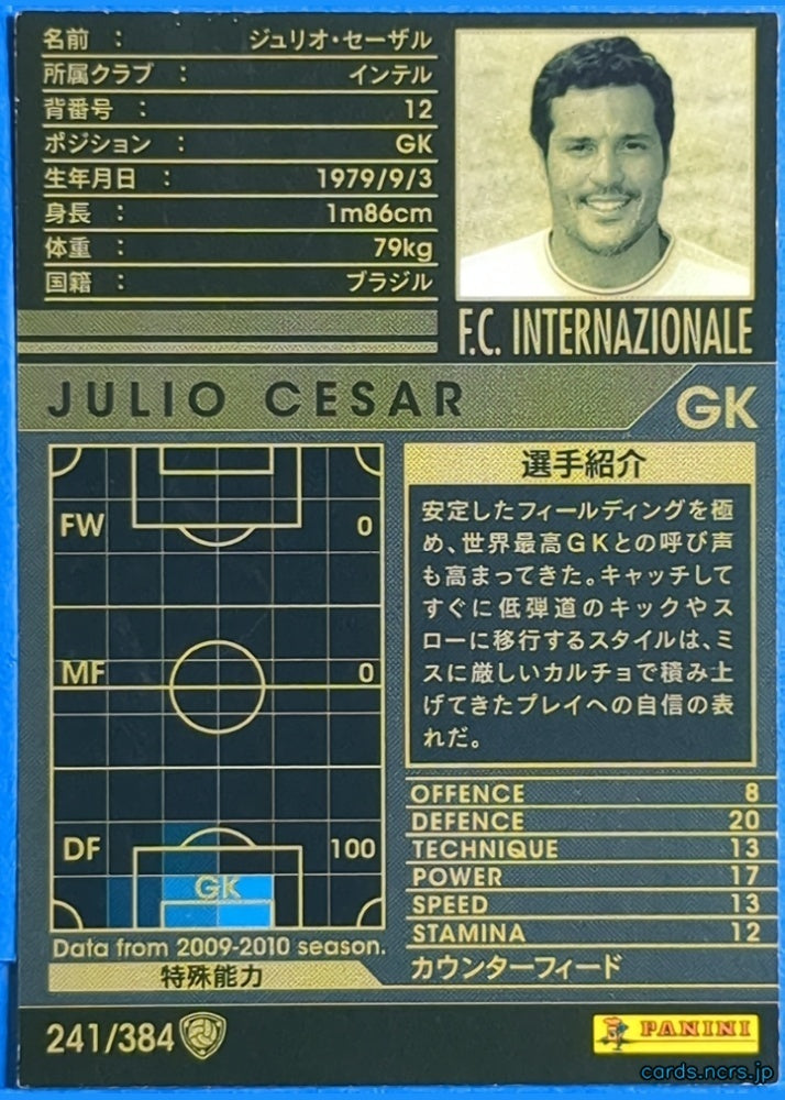 Panini WCCF Football WCCF/2009-2010-241/384 N Júlio César Trading Card NM