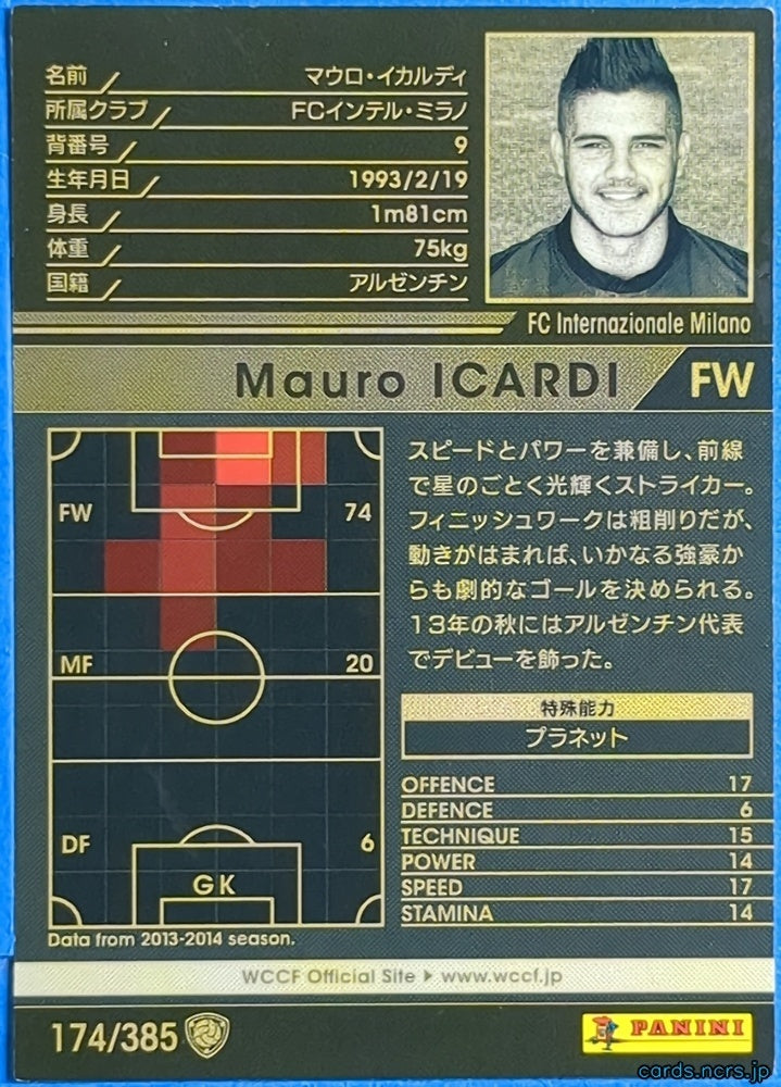 Panini WCCF Football WCCF/2013-2014-174/385 N Mauro ICARDI Trading Card NM